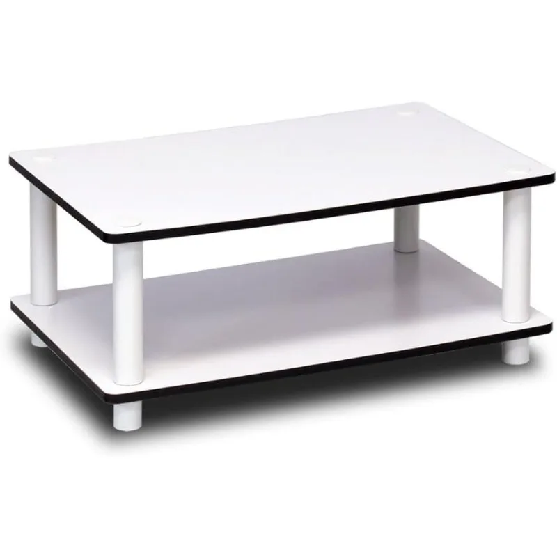 

11172 Just 2-Tier No Tools Coffee Table, White w/White Tube