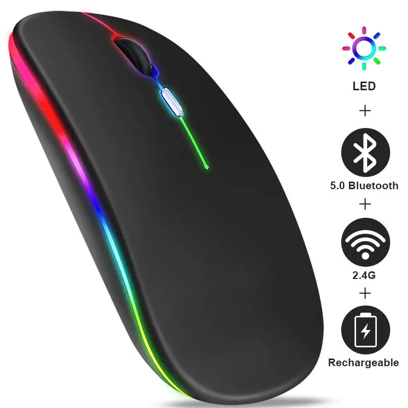 Wireless Mouse Bluetooth RGB Rechargeable Mouse Wireless Computer Silent Mause LED Backlit Ergonomic Gaming Mouse For Laptop PC