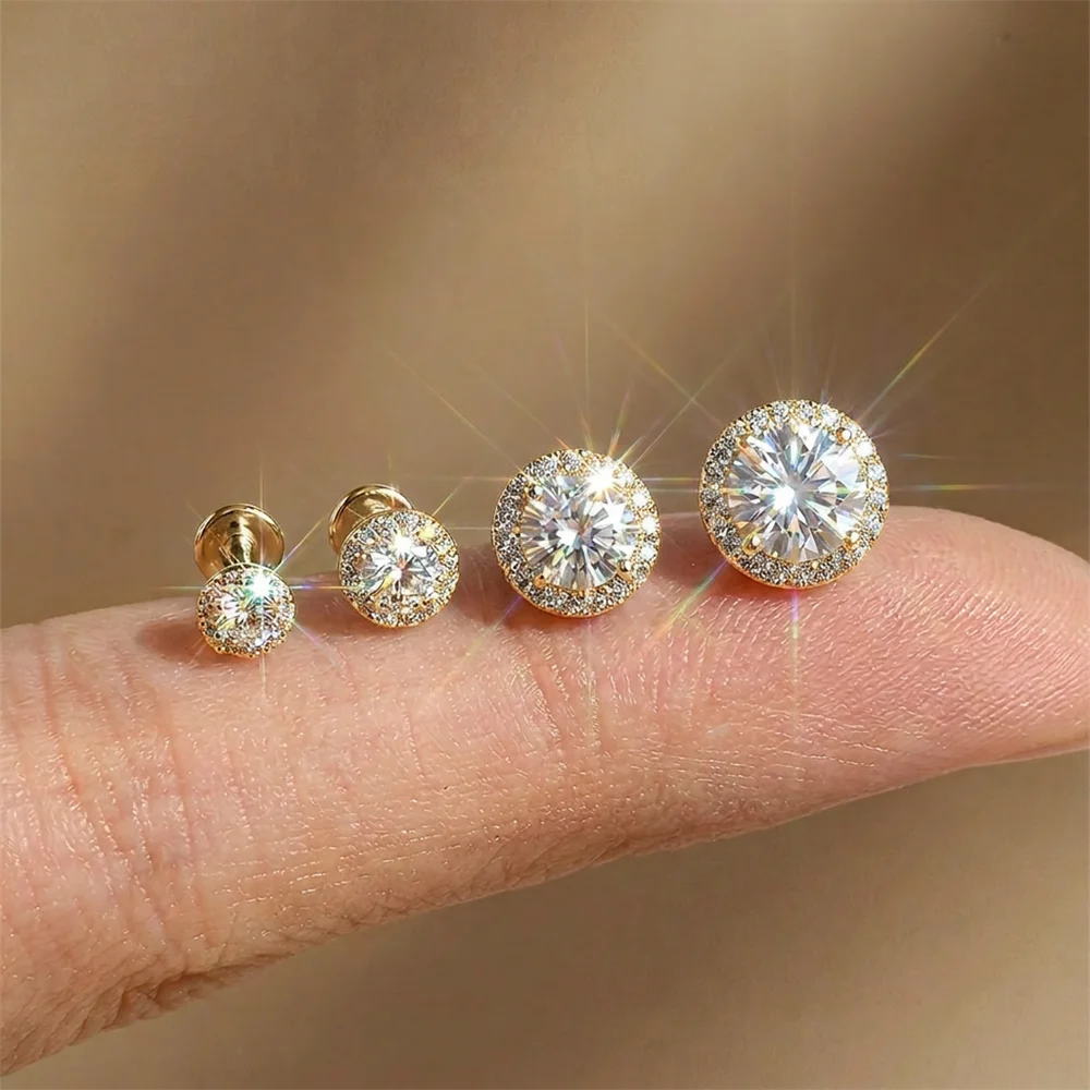 AIDE 925 Sterling Silber 1 Stück Sechsklauen Funkelnder Moissanit Damen Multi-Größen Flacher Rücken Knorpelpiercing Hochzeits-Brautgeschenk – Detail 5