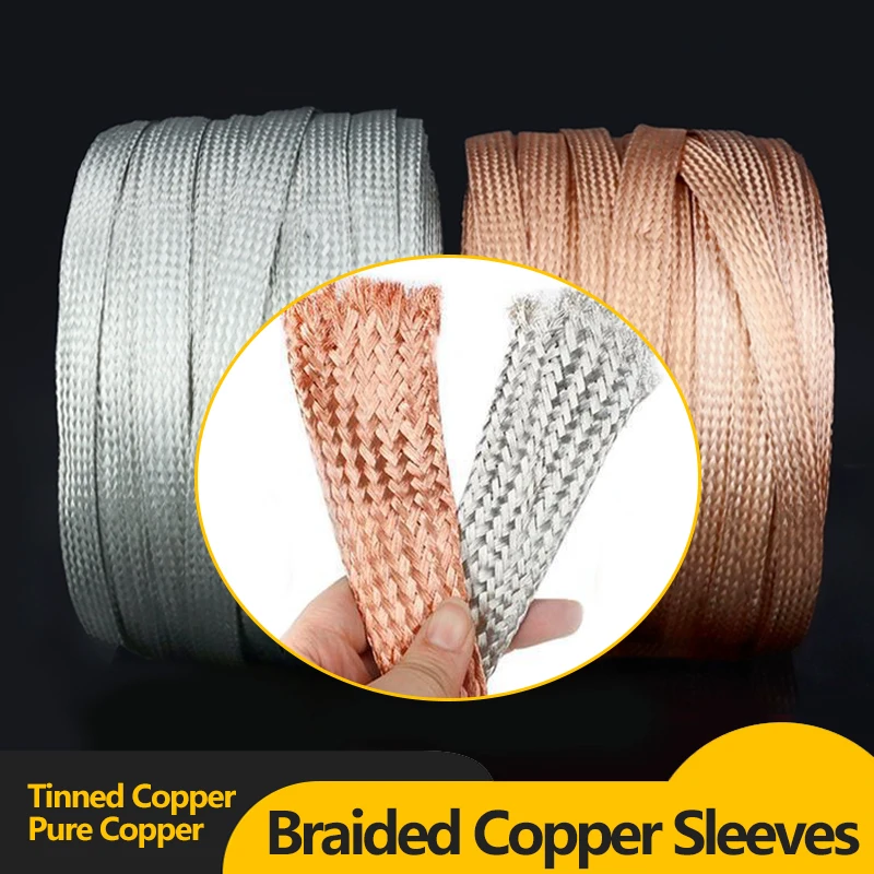 

Copper Braided Sleeving Signal Shielding Mesh Metal Braided Tubing Expandable Sleeve for Cable Accessories Width: 2mm–28mm