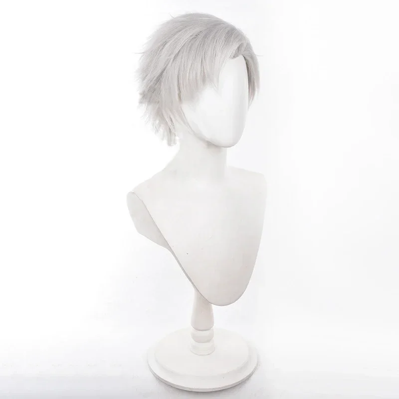 ゲーム愛とディープスペーススタイラスコスプレウィッグ大人ユニセックス耐熱合成ショート白髪ハロウィン小道具アクセサリー