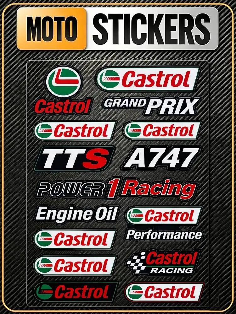 FOR CASTROL Safety Reflective Waterproof Auto Decal Scratch Cover Stickers Universal For Bike Helmet Mug Refrigerator