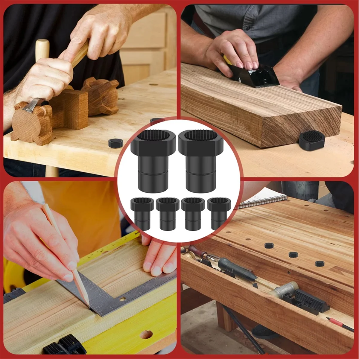 

6 шт. скамья для собак с нескользящими подушечками, 3/4 дюйма (20 мм), верстак, аксессуары для отверстий для собак для деревообработки и упоров