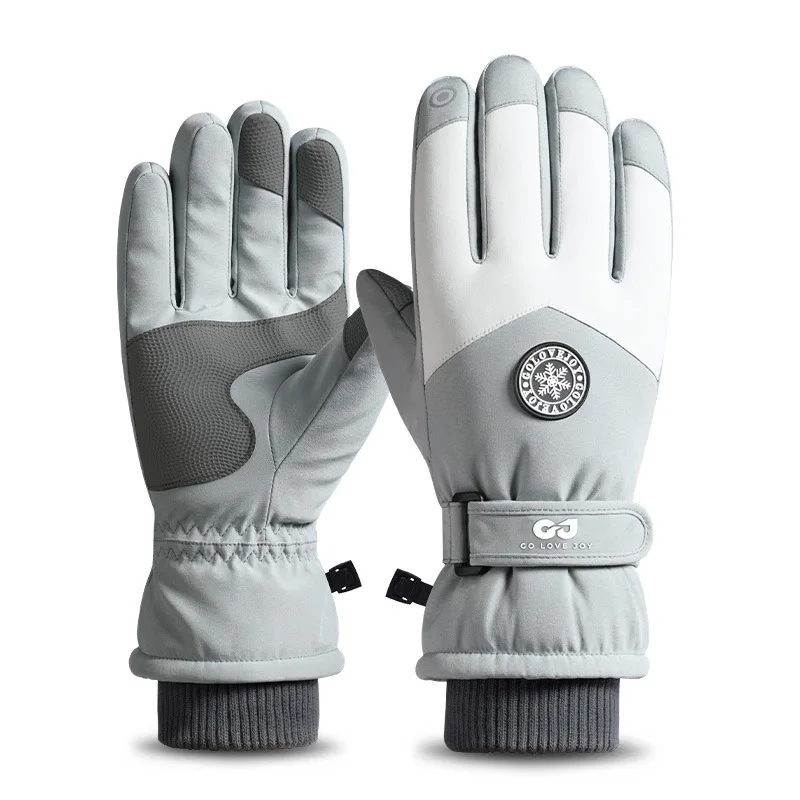 Guantes de esquí para montar en invierno, antideslizantes, resistentes al desgaste, con forro polar, cálidos guantes para pantalla táctil, resistentes al viento, impermeables, estilo de pareja SK15