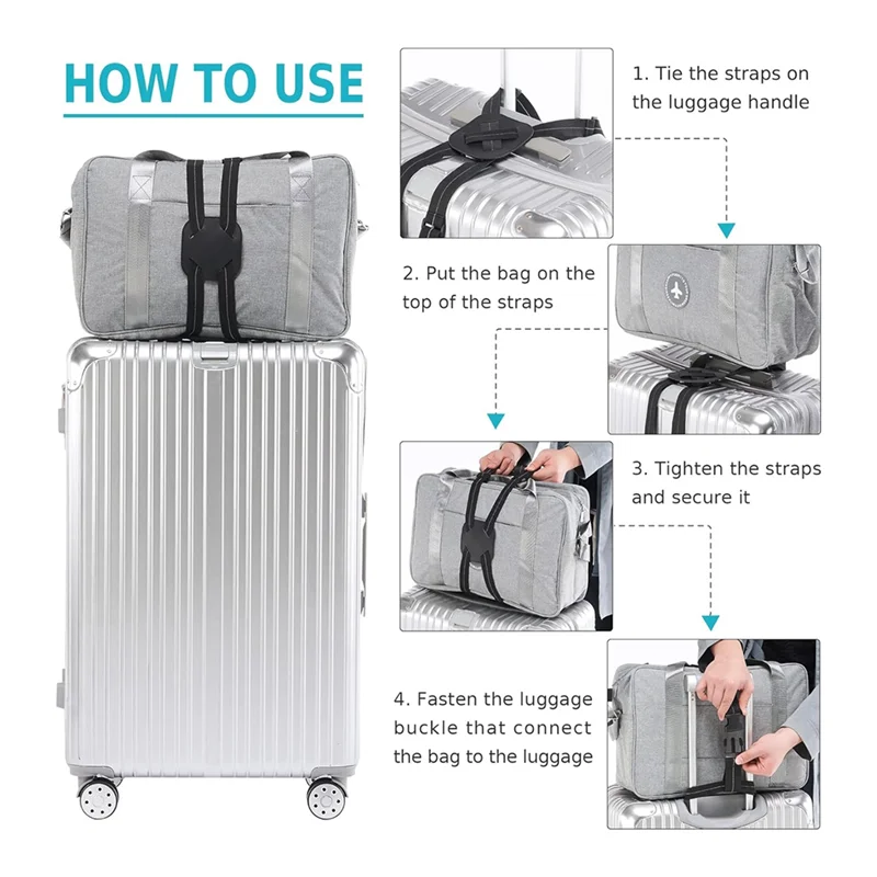 2pc Elastic Luggage Straps for Secure Travel - usage example