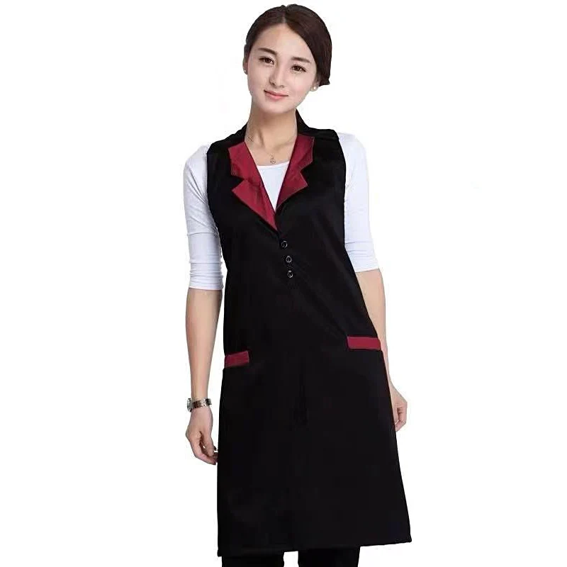 Suit Collar Flower Nail Salon Tea Coffee Shop Apron Woman Service Bar BBQ Baking Chef Kitchen Cooking Bib Home Work Adjustable