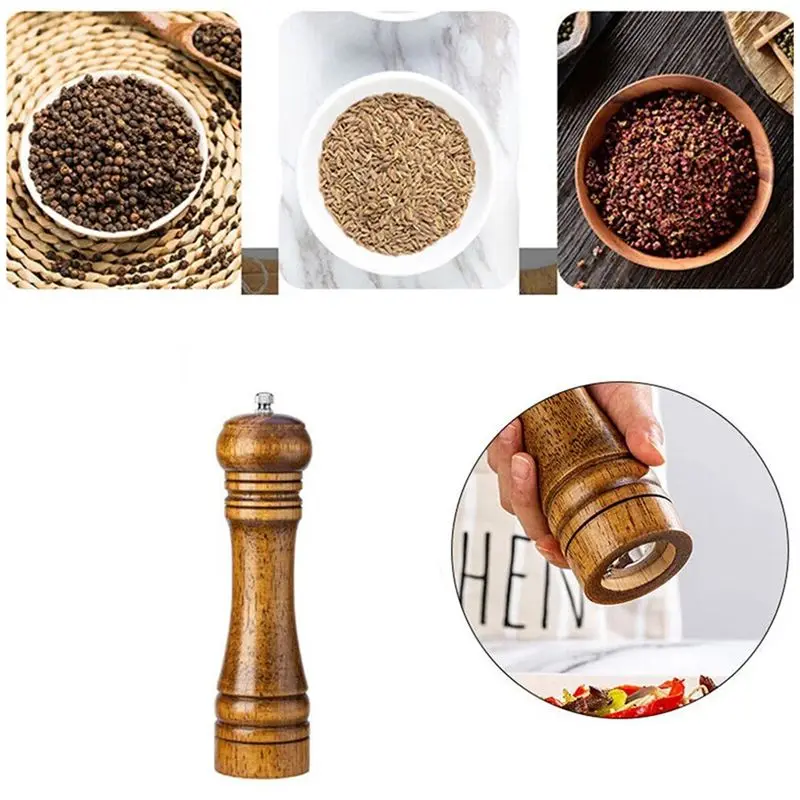 ABUN Wooden Salt and Pepper for Grinder, Abrader Spice Jar Grinding Bottle, Kitchen Tools for Herbs and Spices