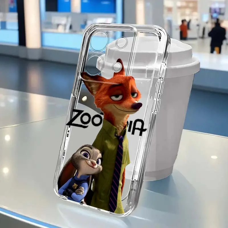 

Disney Zootopia Rabbit Fox Phone Case For Xiaomi Poco X6 X5 X4 X3 F6 F5 F4 F3 Pro 5G Translucent