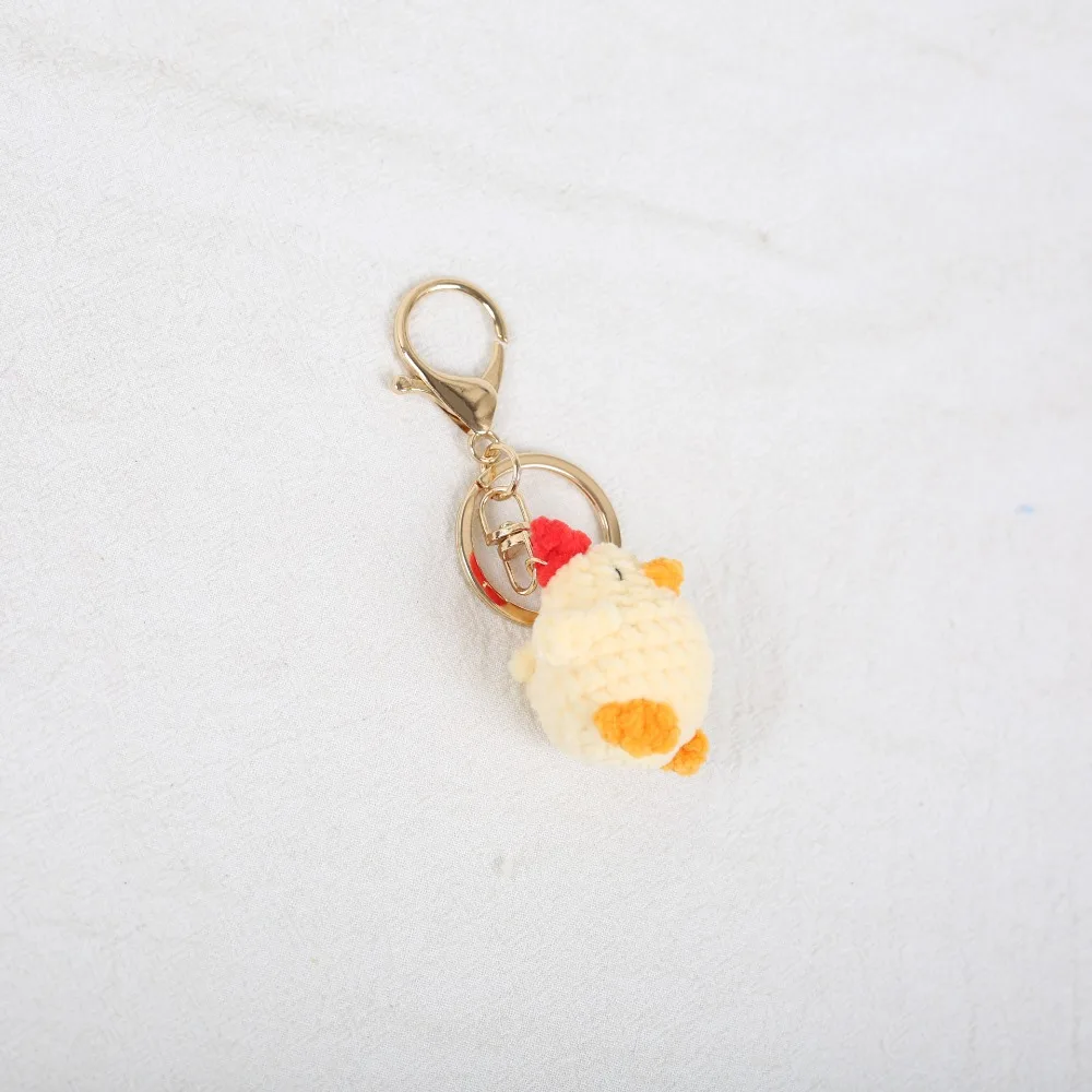 Jewelry Gift Small Crochet Chick Keyrings Cartoon Animal Soft Wool Knitted Pendant Mini Handmade Duck Keychain Car Key Ring