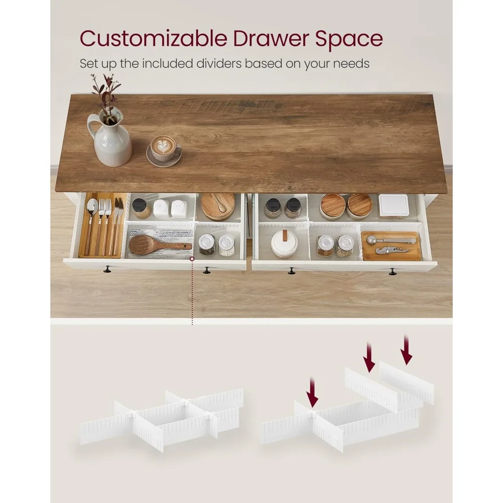 Шкаф-буфет и кофейный бар VASAGLE с двумя ящиками, регулируемыми полками и управлением по кабелю