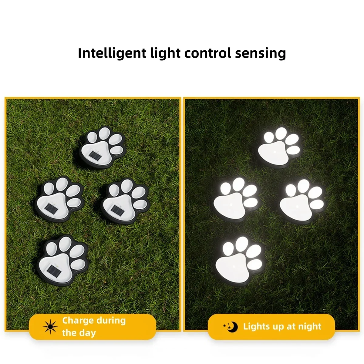 LED Solar Lawn Light Dog Paw Footprints Stairs Light Outdoor Waterproof Balcony Garden Fence Landscape Decor Solar Powered Lamps