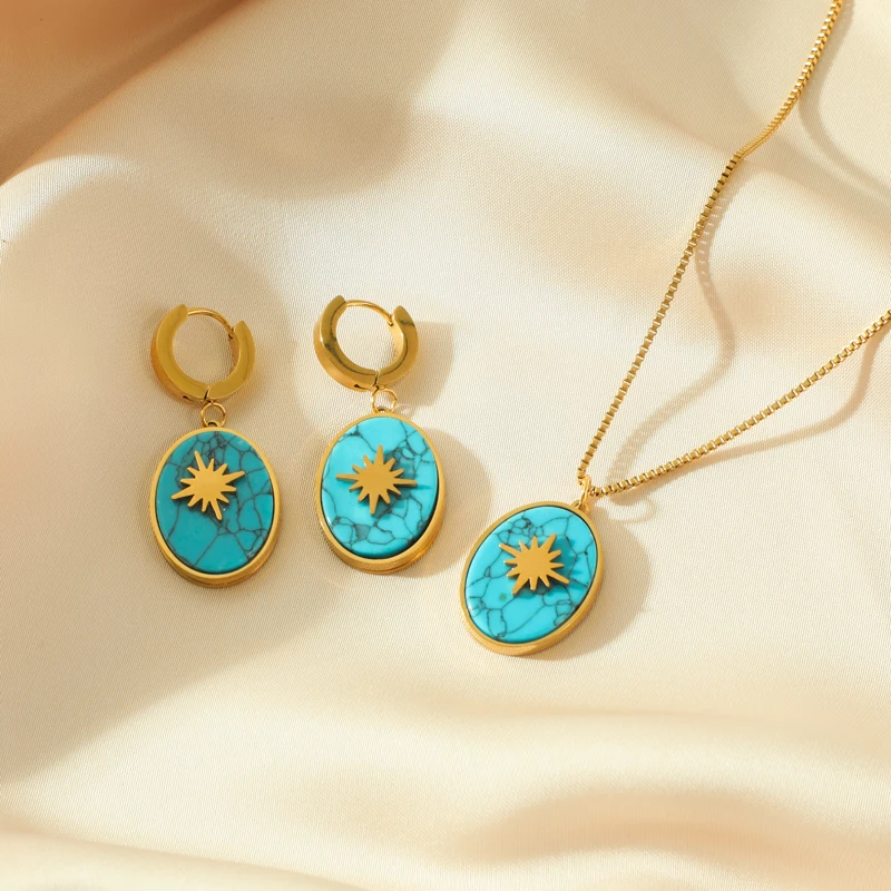 EILIECK 316L Edelstahl Phoenix-Blumen-Kreuz Geometrische Halskette Ohrringe für Damen Modisches Wasserdichtes Schmuckset Hochzeit – Detail 19