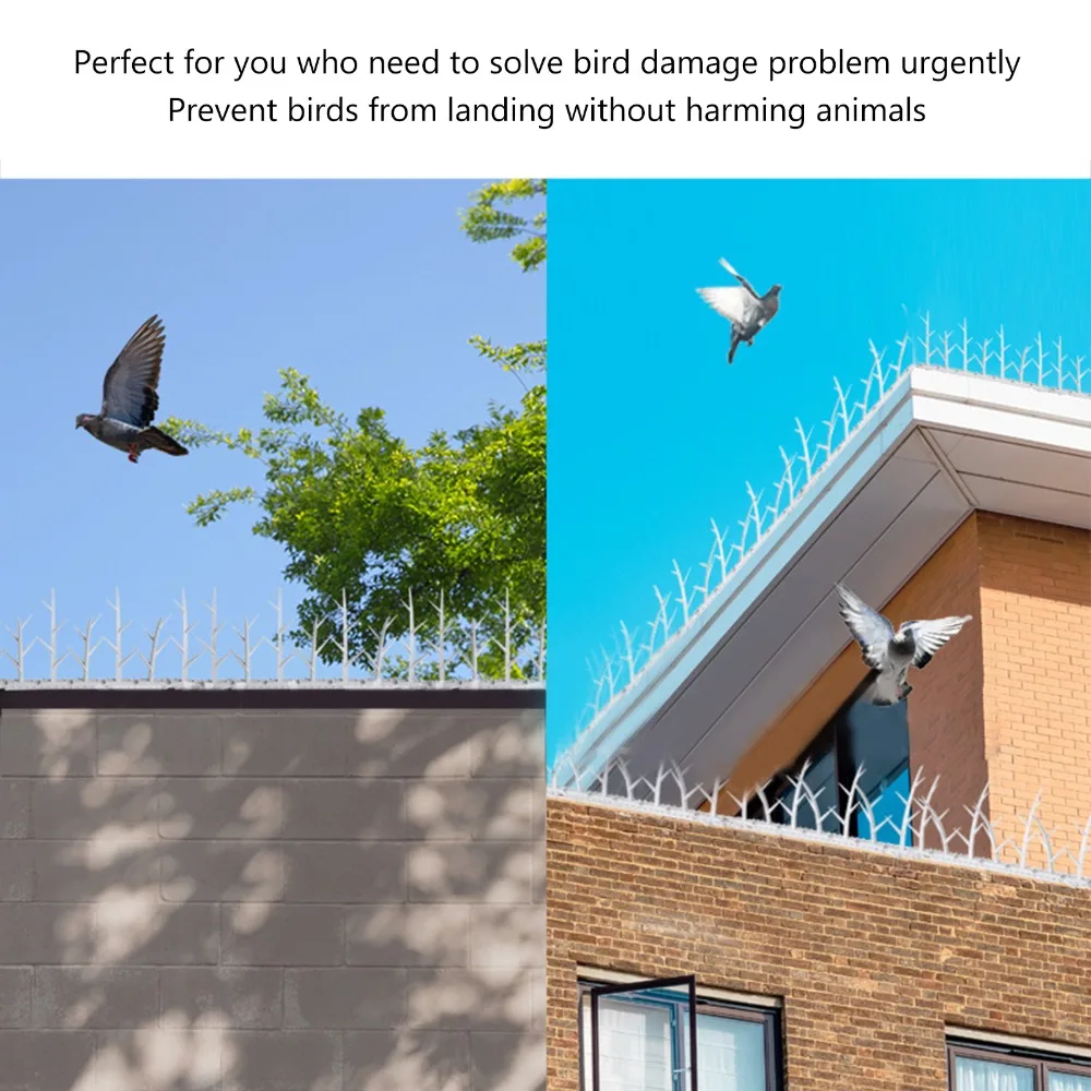 6PCS Durable Plastic Bird Deterrent Spikes Compact White Plastic Bird Spikes Sharp Easy to Install Defender Spikes