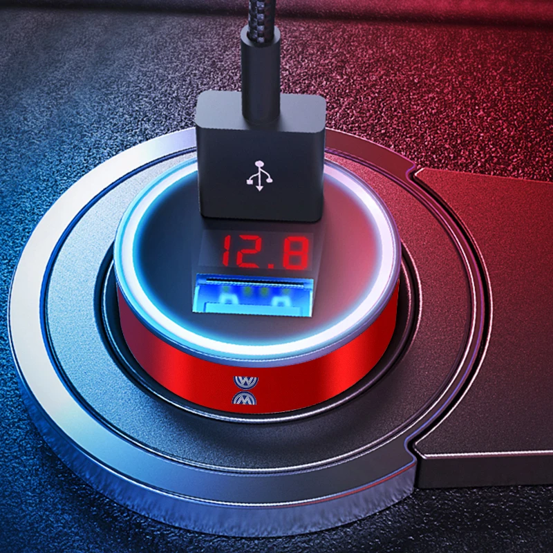 

Car Stickers New With Digital Display 2 Port Car Charger Fast USB Charging Adapter For Volkswagen Golf-5 6 7 Bora Jetta POLO MK4