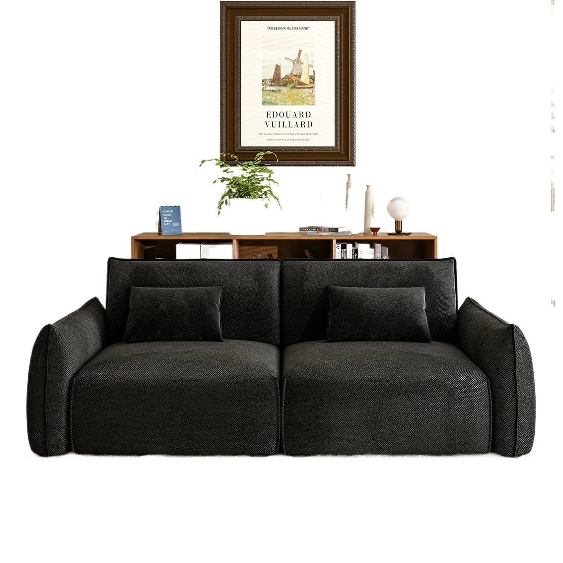 

Small apartment sofa, living room, straight row, rental room, apartment, homestay, leather fabric art