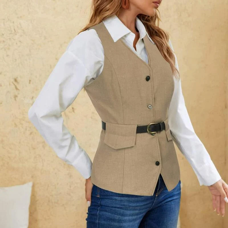 Gilet con scollo a v per cintura da donna nuovo capispalla gilet da donna 2023 gilet donna nuovo in set coordinati cappotto Trend cappotti giacche abbigliamento