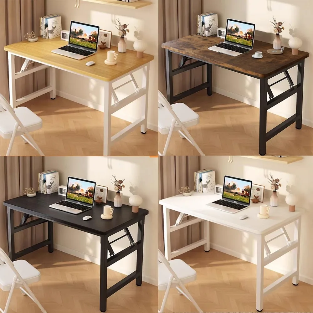 Compact Square Folding Table for Small Spaces - Easy Assembly-Free Desk in Black