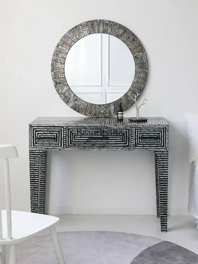 

x4 Light Luxury Wabi Silent Wind with Drawer Shell Dresser Bedroom Makeup Mirror Table