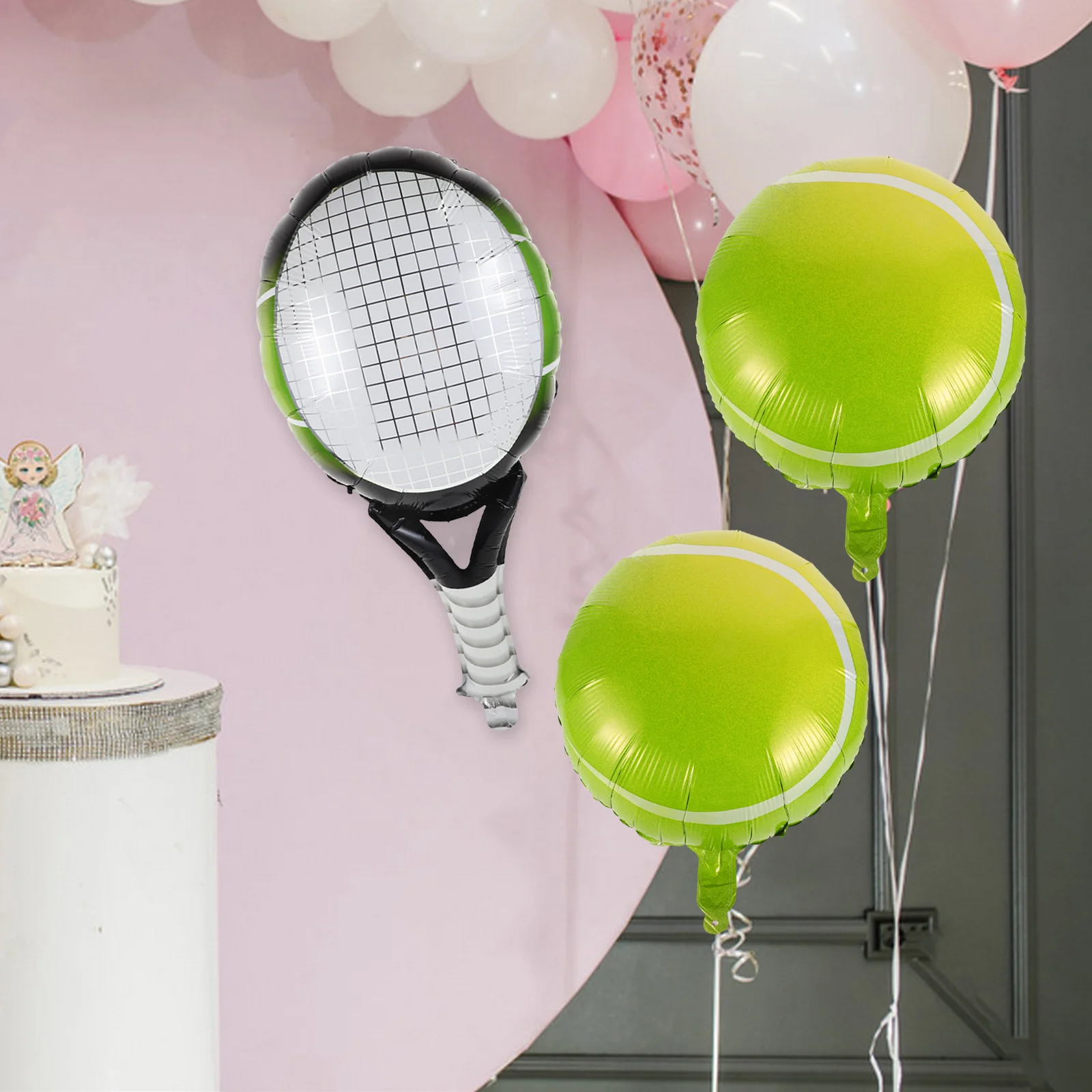 

1Set Tennis Balloon Green Foil Tennis Ball Racket Sports Birthday Party Decorations Supplies Pickleball Balloon