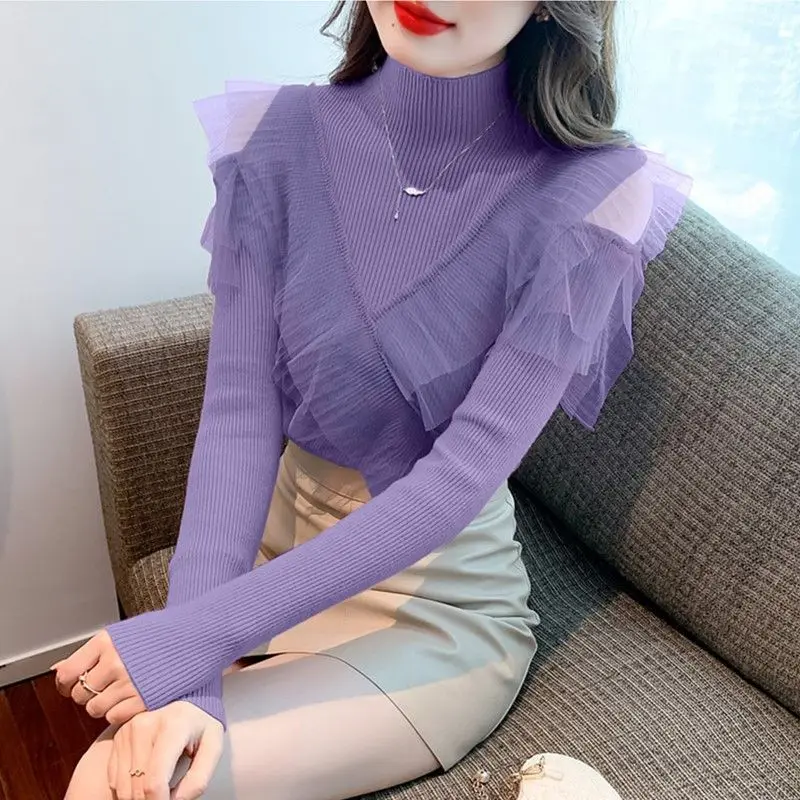 Mesh Sweater Sexy Sweater Fairy Sweater Women's Bottom Shirt Off Shoulder Jacketwinter Clothes Women Off Shoulder Jacket Women