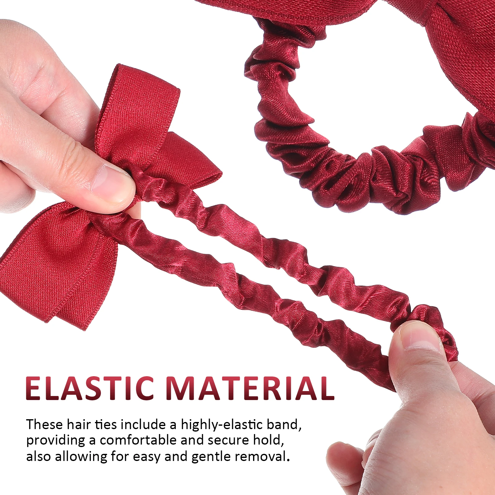 

6pcs Ties Elastic Bands Stylish Bows Satin Scrunchies Ponytail Holder Women Hair Bands Various Hair Styling Accessories Hues