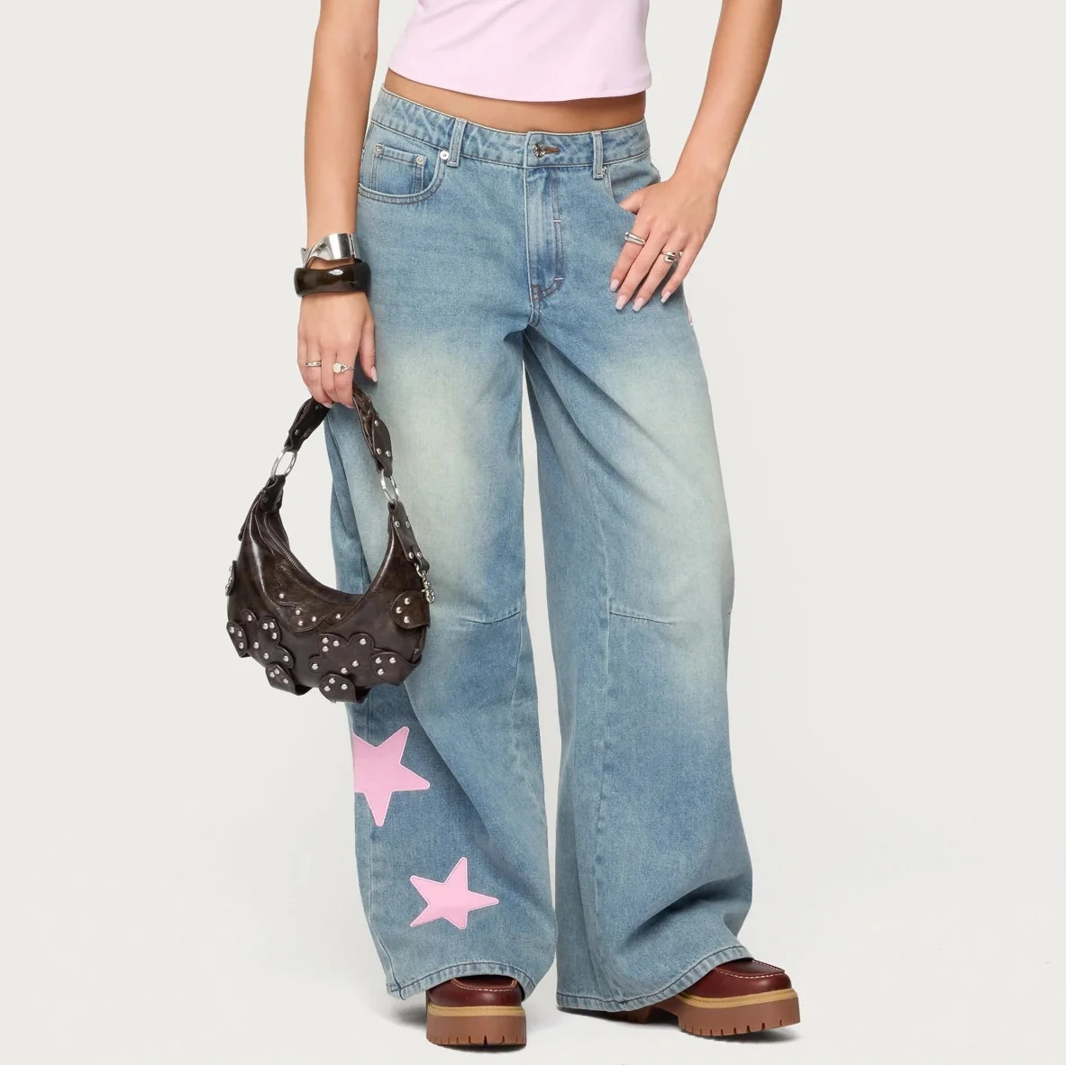 2025 Pantaloni da donna Hiphop per tutte le stagioni con stampa stelle Pantaloni casual larghi di qualità premium