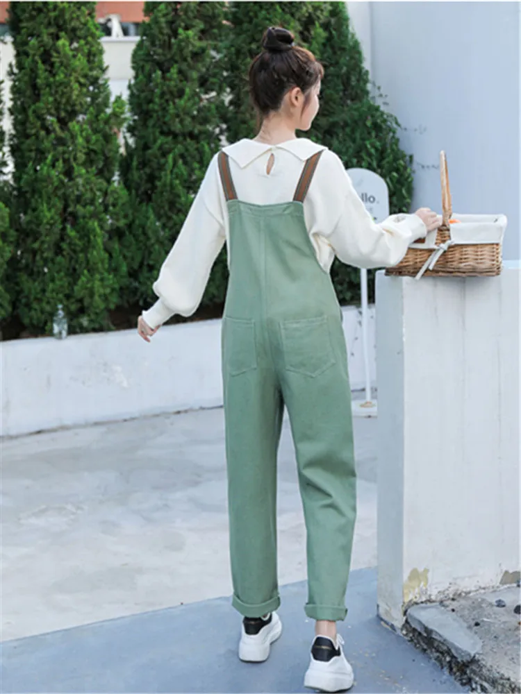 Spring Summer New Female Denim Jumpsuit Casual Loose Overalls Women Clothes Harajuku Simple Back Strap Pants 2024 Ropa De Mujer