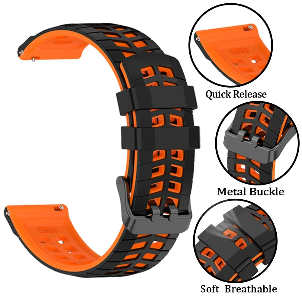 22mmシリコンストラップ サムスン Galaxy Watch 46mm/3 45mm Gear S3 Classic対応、HUAWEI WATCH GT 6 Pro GT6 46mm対応 ウォッチバンド/ブレスレット