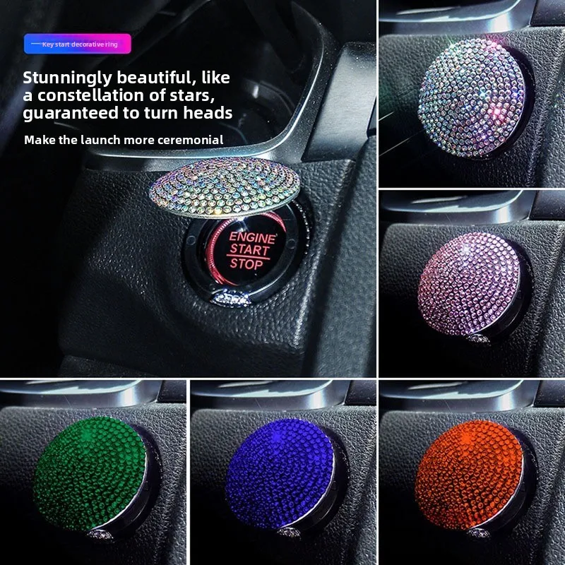 

One Click Start Ring Protective Cover, Car Interior Modification, Car Ignition Switch Hot Stamping Decorative Cover Sticker