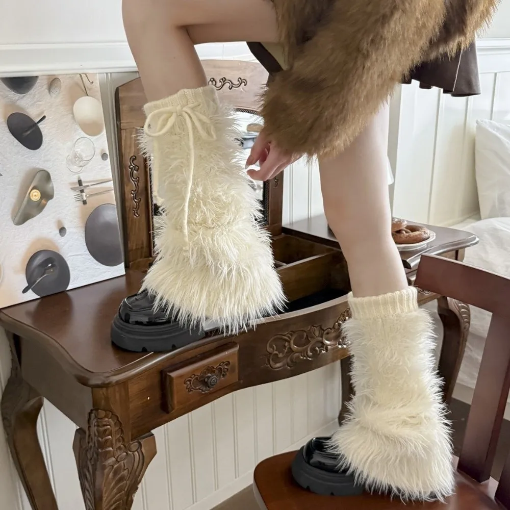 Cozy versatile Leg Guards Furry Y2K Furry Leg Warmers Warm Thickened Harajuku Socks Winter Season for Women