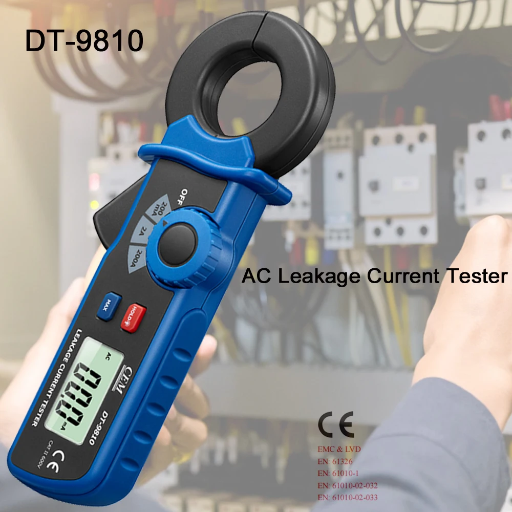 Digital Mini AC Leakage Tester LPF 0.1mA- 200A AC 2000 Counts CAT III Data Hold Leakage Clamp Meter NCV