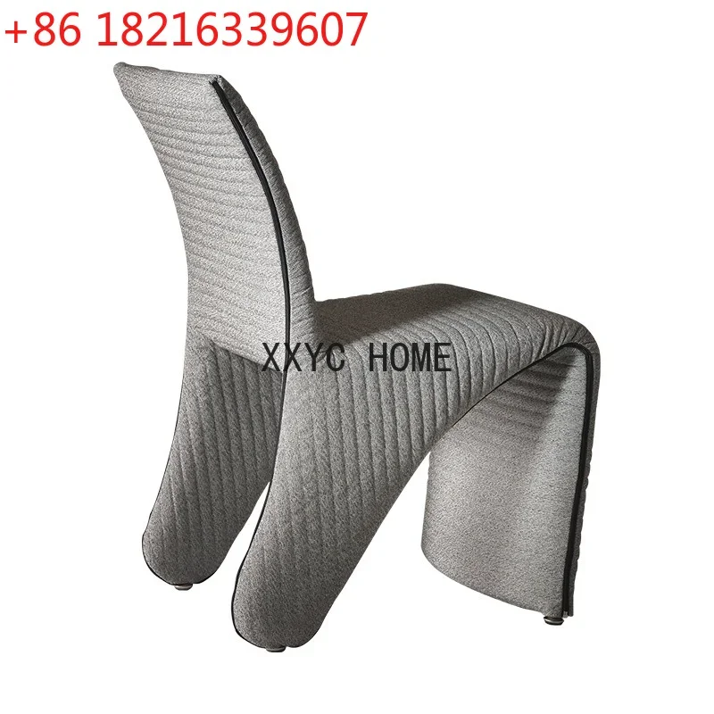 Simple Desk Chair Gray Cotton and Linen Metal inside Frame Modern Armchair Household Make-up Chair