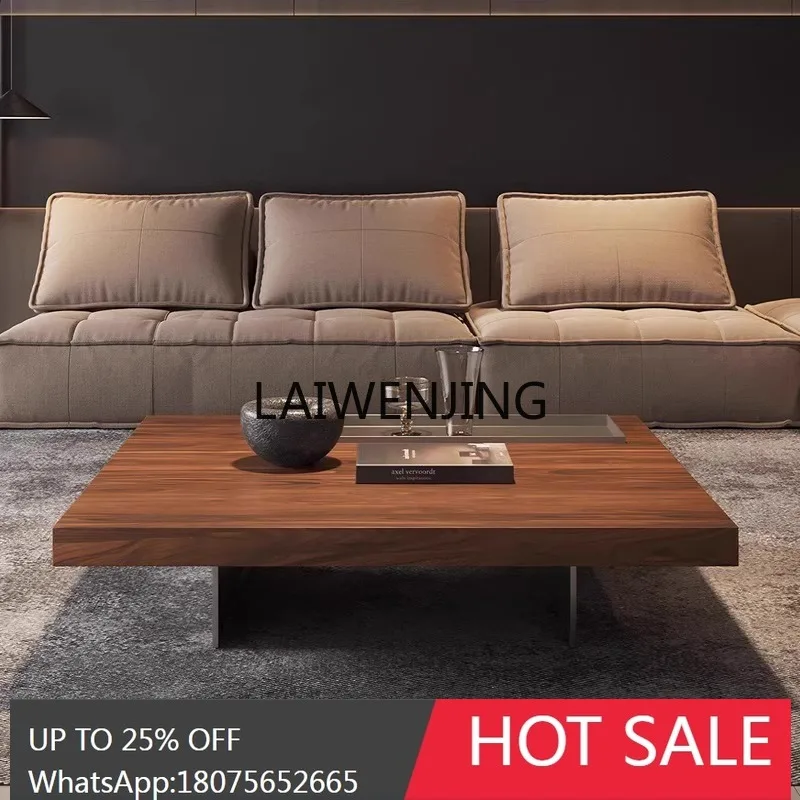 T14-minimalist square coffee table solid wood premium retro walnut pattern medium and ancient style coffee table