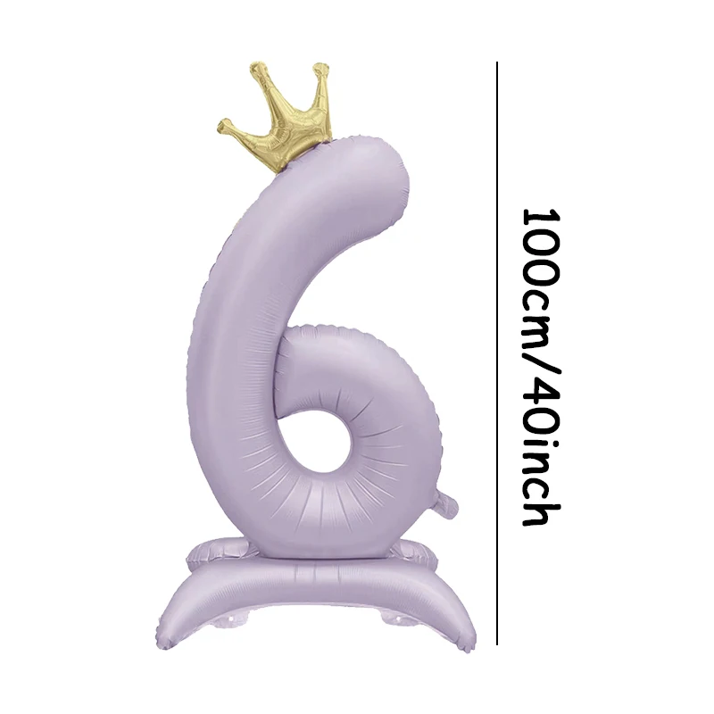 1pc 40inch Purple 0~9 Large Crown Number Foil Balloons for Wedding Birthday Party Standing Digital Balloon Decoration Supplies