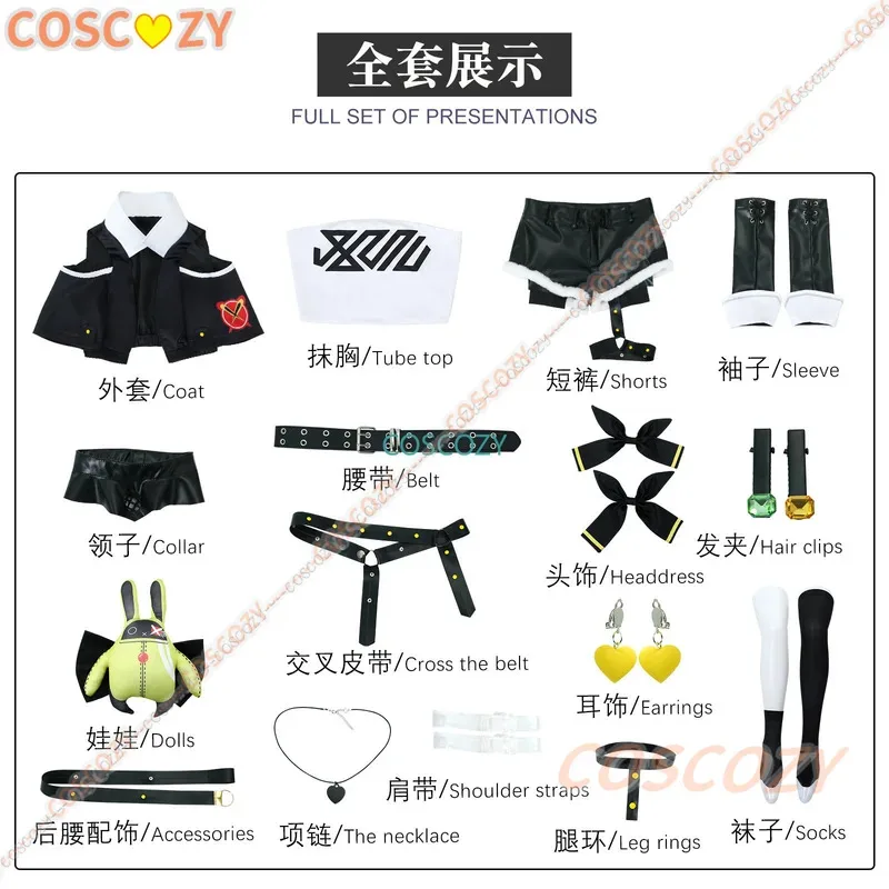 qq681Zenless Zone Zero Nicole Demara Cosplay disfraz calcetines horquillas pendientes collar peluca rosa uniforme Sexy Halloween niñas Cosp