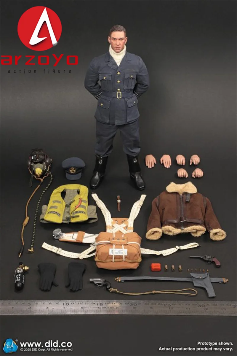 DID K80187 Figurka Akcji Męska 12'' Skala 1/6 Brytyjski Pilot Dowódca Eskadry Tom, Model Żołnierza do Kolekcji
