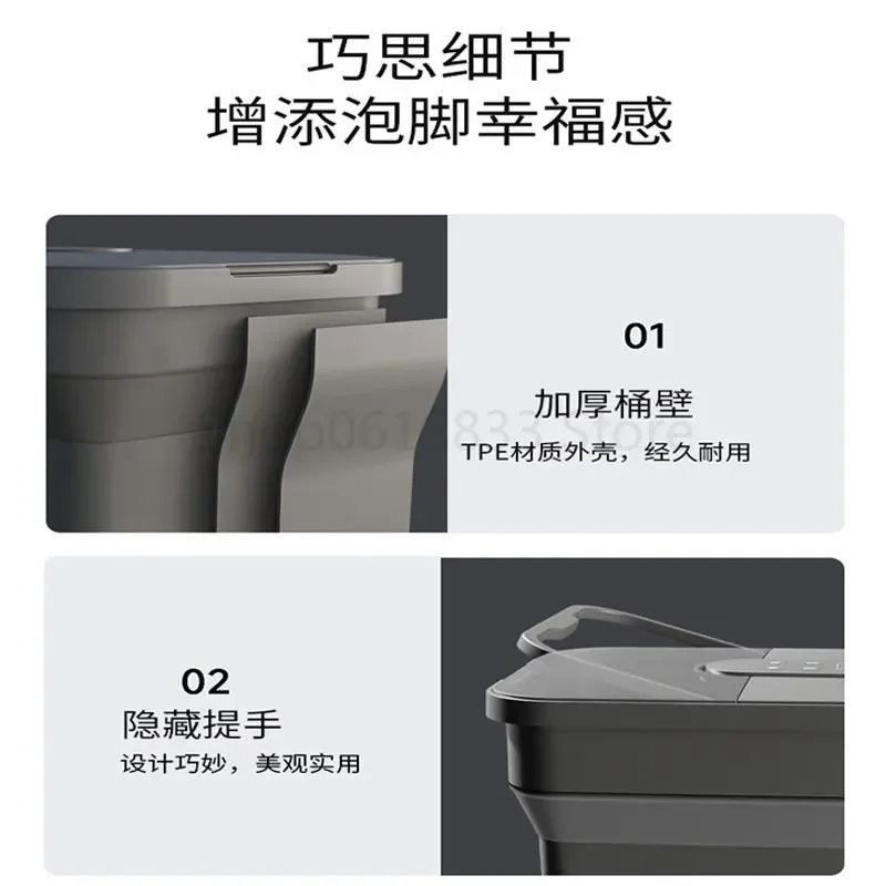 Folding LCD Display Foot Bath Bucket Wireless Remote Control Massage Foot Wash Basin Constant Temperature Heating Foot Tub