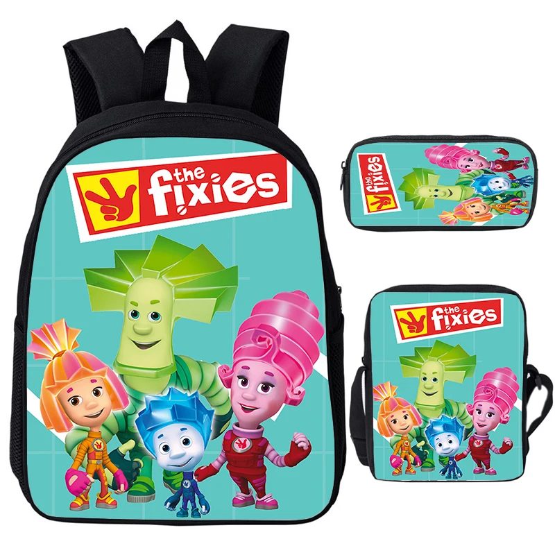 

Students Cartoon The Fixies 3pcs Set Backpacks Shoulder Bag Pencil Case Boys Girls The Fixies School BagsTeens Travel Knapsack
