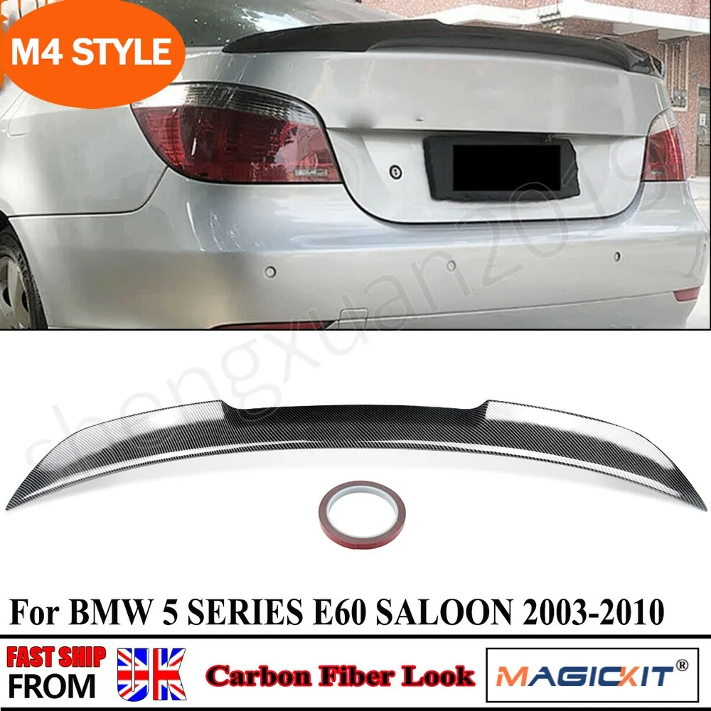 

Rear Roof Wing FOR BMW 5 SERIES E60 530i M5 Petrol Saloon REAR Spoilers Lip BOOT TRUNK SPOILER M4 STYLE CARBON LOOK 2003-2010