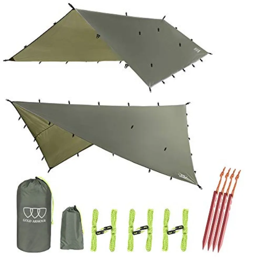 

Rainfly Tarp Hammock, Premium 14.7ft/12ft/10ft/8ft Rain Fly Cover, Waterproof Ultralight Camping Shelter Canopy, Survival Equip