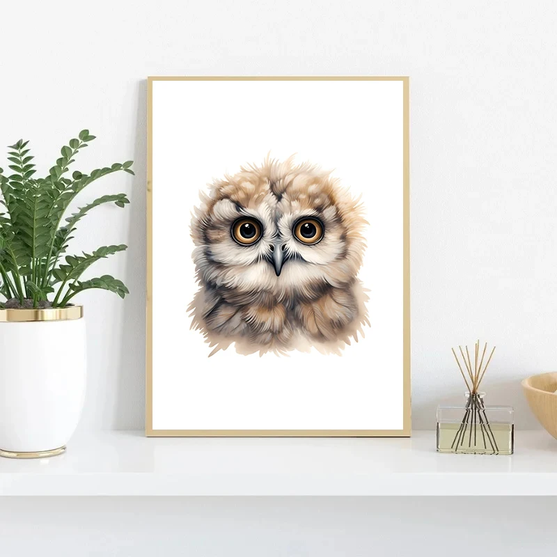 Woodland Animals Owl Rabbit Fox Raccoon Poster Print Canvas Painting Modern Wall Art Picture for Kid Room Nursery Home Decor