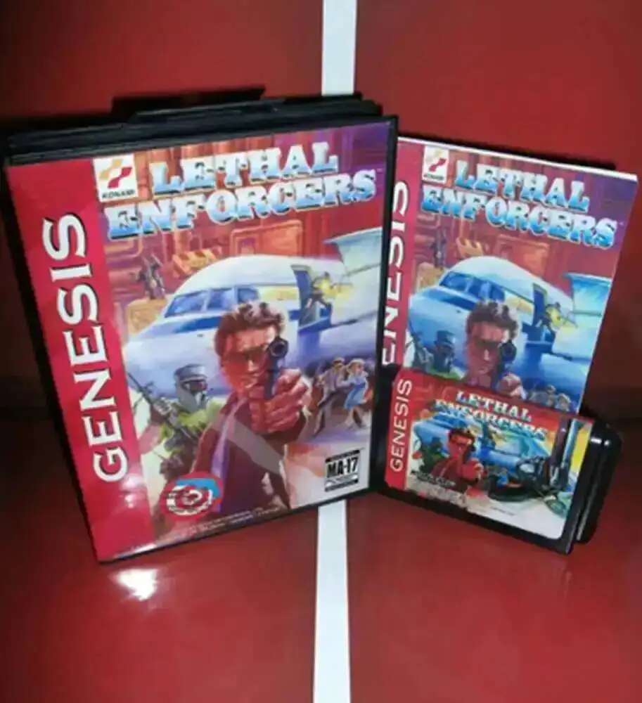 Lethal Enforcers con caja y cartucho Manual para Sega MD, tarjeta de juego de 16 bits, Megadrive Genesis system
