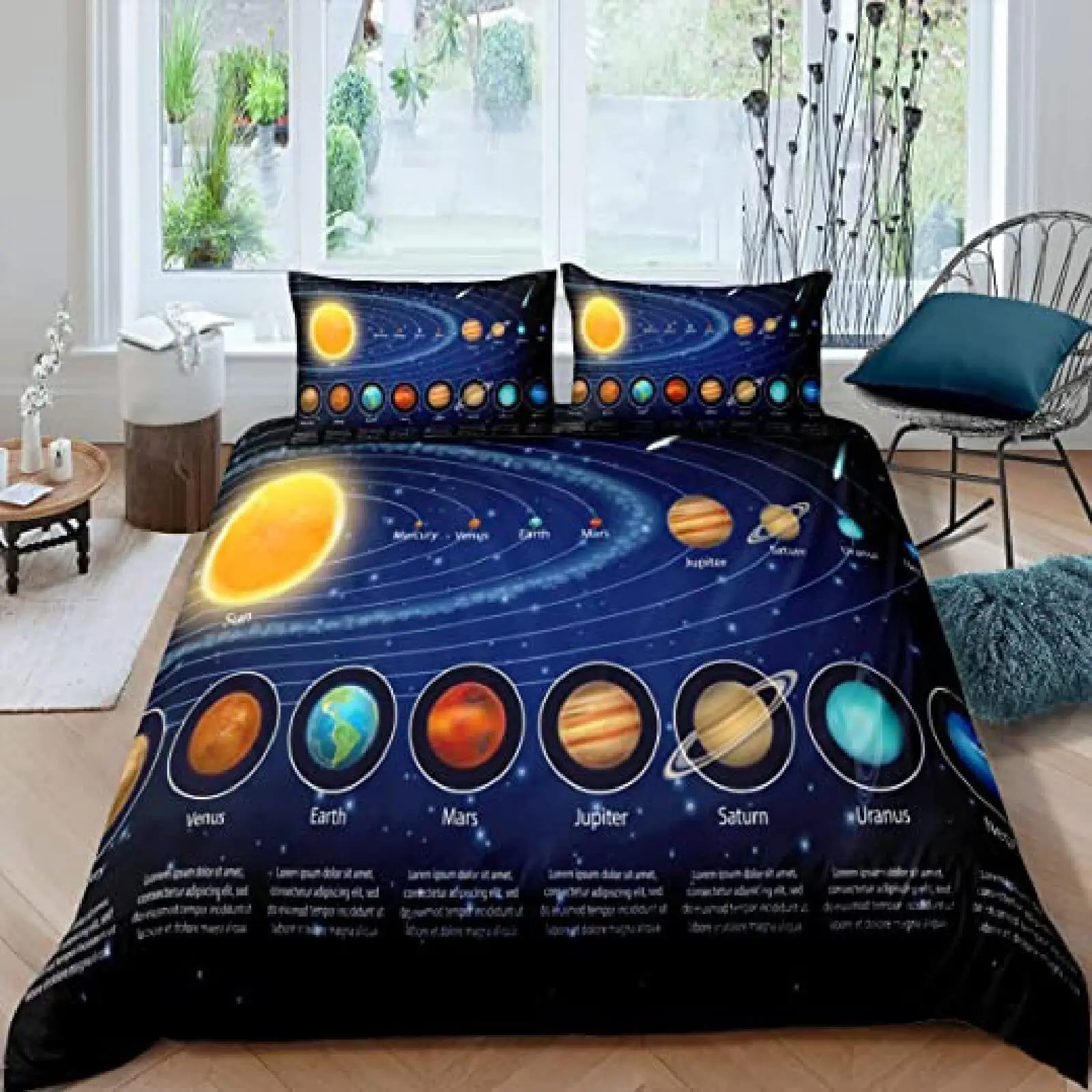 

Solar System Duvet Cover Set Twin King Microfiber Outer Space Galaxy Bedding Set Universe Planet Astronomy King Size Quilt Cover