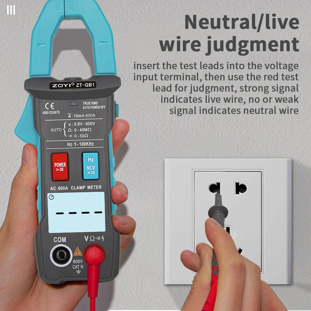 ZOYI QB1 Professional Digital Clamp Meter Amperemeter AC/DC Voltage Tester Continuity Test Tool for Electrical Engineering