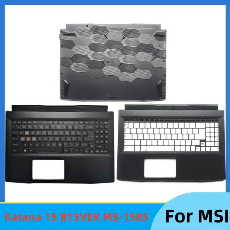 

New For MSI Katana 15 B13VEK MS-1585 15.6" Palmrest Cover Upper Case Backlight Keyboard /Bottom Base Cover Lower Case