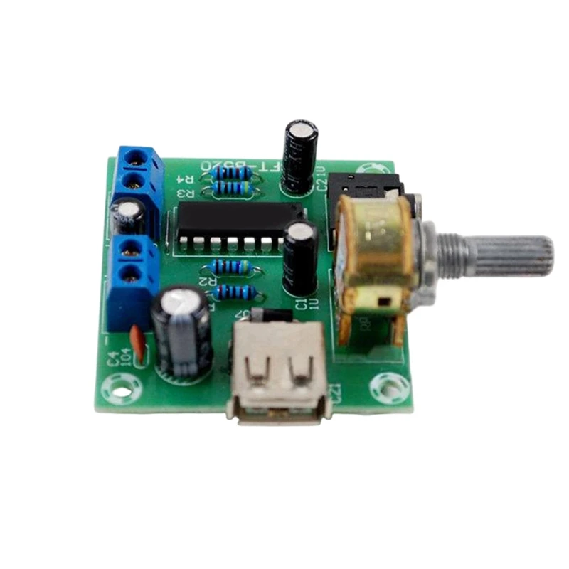 DT21 Mini Power Amplifier Board 5W+5W HiFi Two-Channel PM2038 5V USB Supply DIY Audio Module