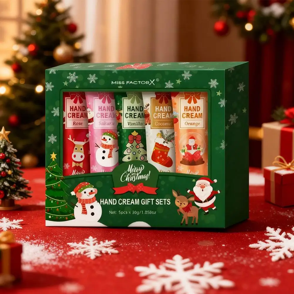 5 قطعة/صندوق كريم اليد مجموعة هدية الكريسماس تنعيم دائم مرطب كريم اليد السفر حزمة 30 جرام النساء الخريف الشتاء العناية باليدين #1