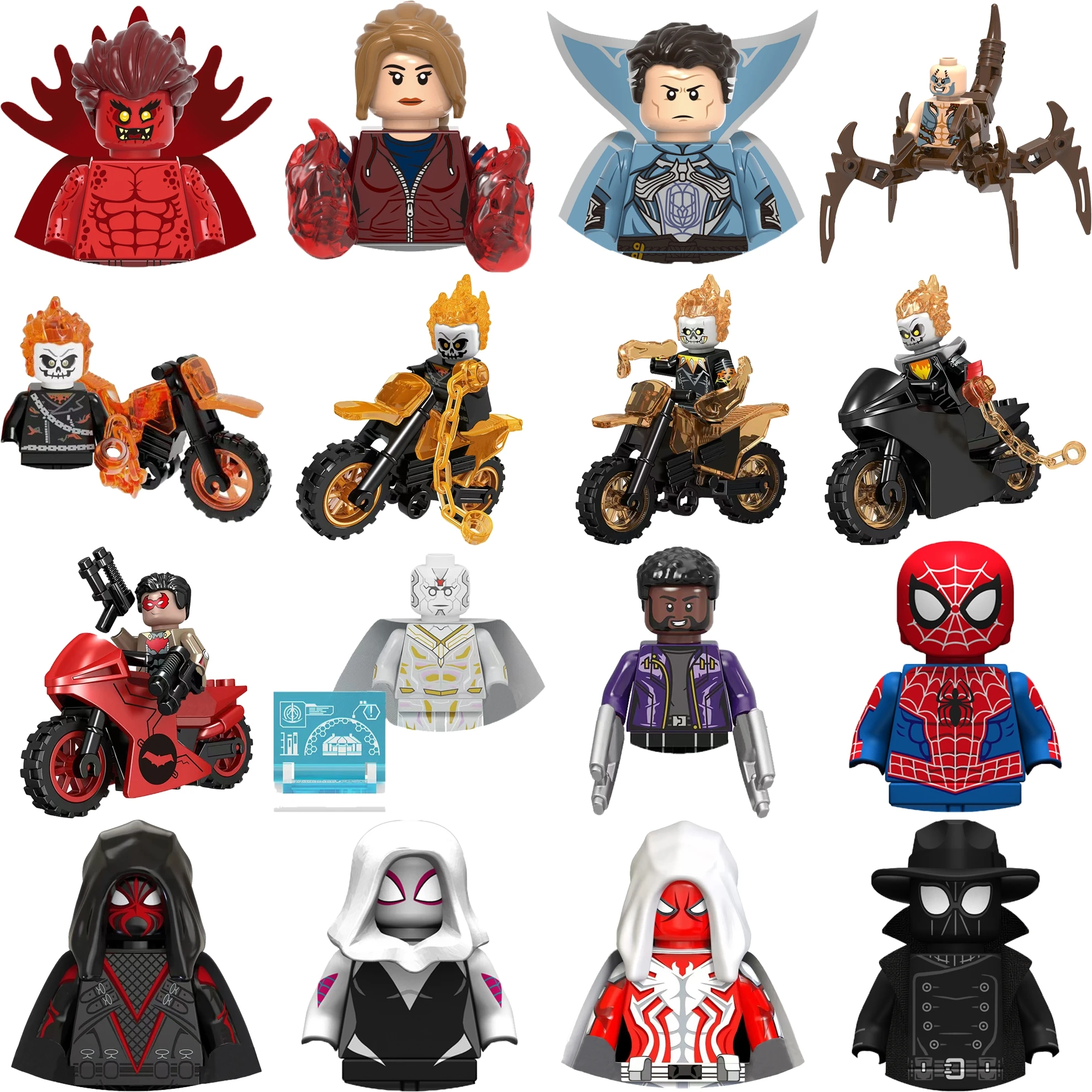 

Marvel Spider-Man Ghost Rider classic character building blocks brick toy mini model doll children's holiday birthday gift