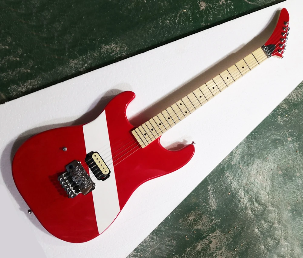 Left Hand Red 6 Strings Electric Guitar with Humbucker Pickup,Maple Fretboard