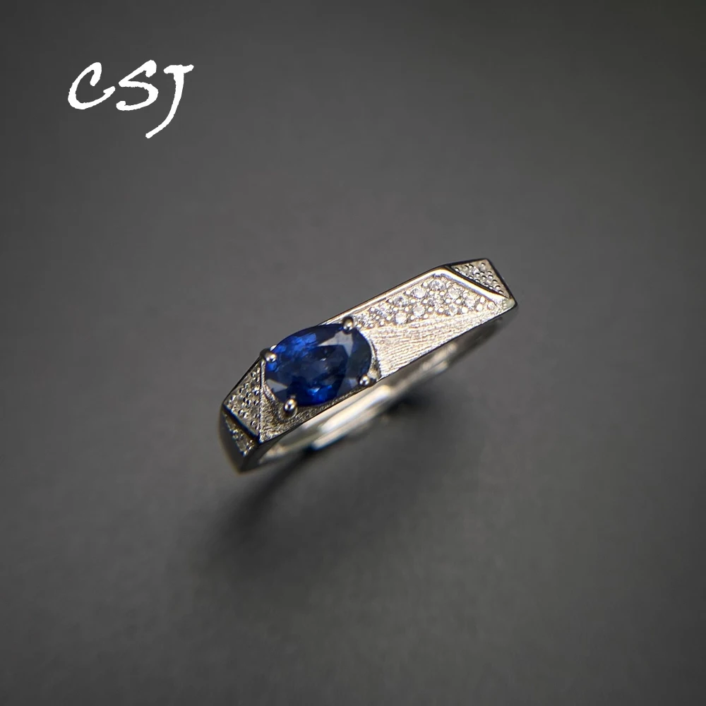 

Элегантное кольцо с натуральным сапфиром, стерлинговое серебро 925 пробы, драгоценный камень 4*6 мм для женщин, вечерние, день рождения, свадьба, ювелирные изделия, подарок